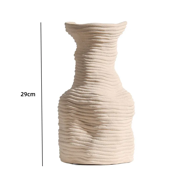 Nordic creative ribbed ceramic vase simple crafts abstract home ripple hydroponic dried flower ornaments
