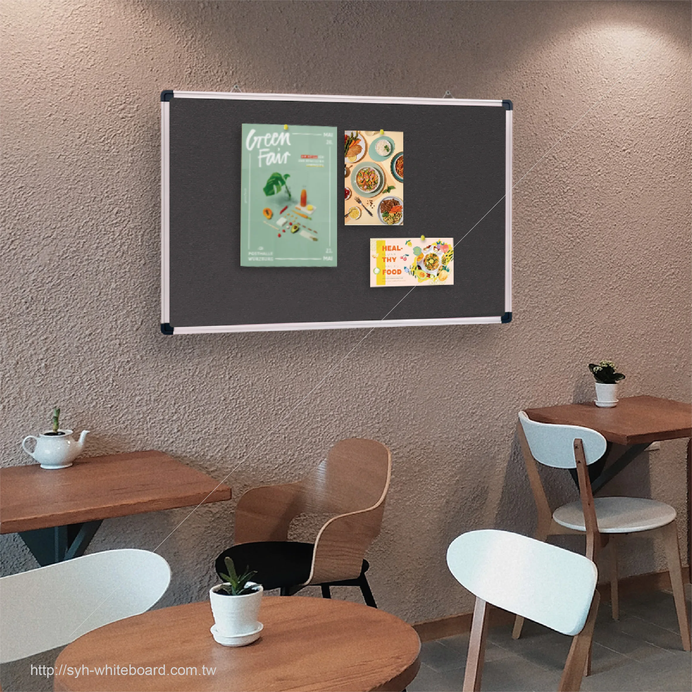 Black fabric board bulletin pin board for School Office Home Aluminium Frame