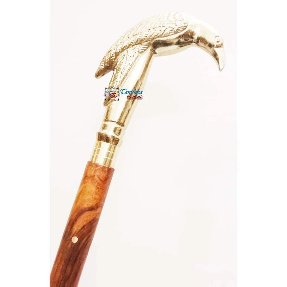 Personalized Handmade Wooden Walking Stick Aluminum Handle Solid Brass Vintage Style Victorian Wooden Crafted Walking Stick