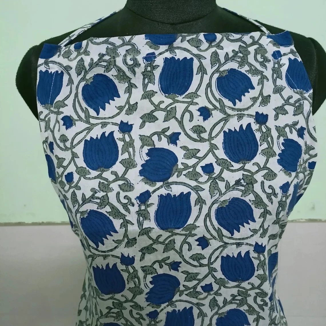 Hand Block Printed  Apron Kitchen Organic Cotton Fabric Block Printed Plain Dyed Kitchen Accessories