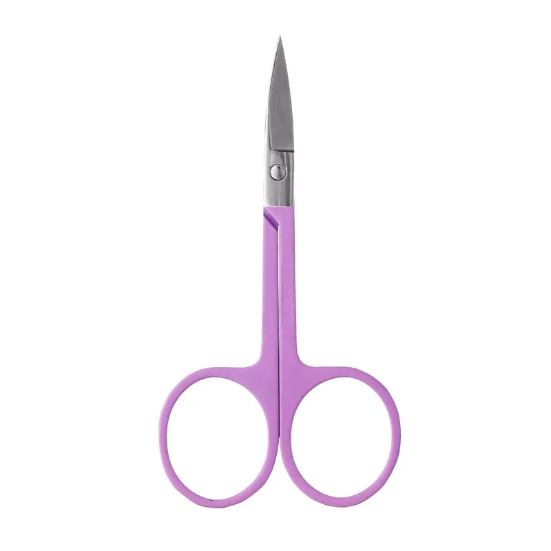 Red Purple Blue Stainless Steel Small Tilted Tip Cuticle Scissors Cut Manicure Trimming Large Loop Scissors