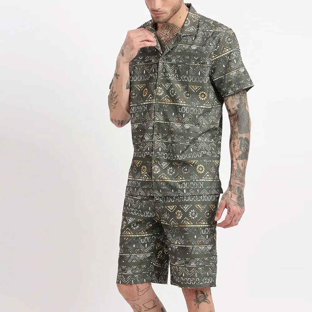 2025 Wholesale Rate Pakistan Manufacturer Men Printed T-Shirt Shorts Set Trendy Look  Men Summer Shorts Set