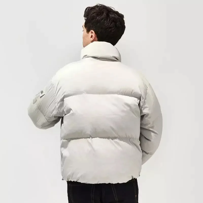 Custom winter Men bubble jacket with padding long puffer bubble with Embroidery hoodie jacket for men fashion street wear