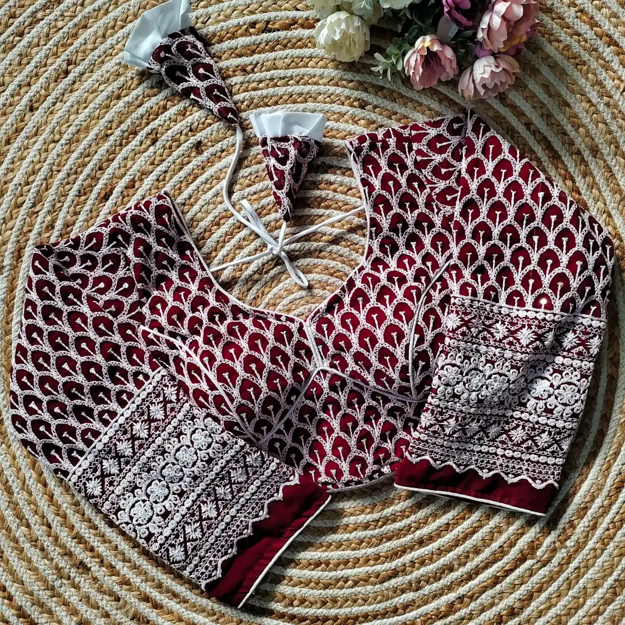 ready made blouse Western Design With Chikan Work saree blouse readymade women sexy readymade saree blouse wholesale