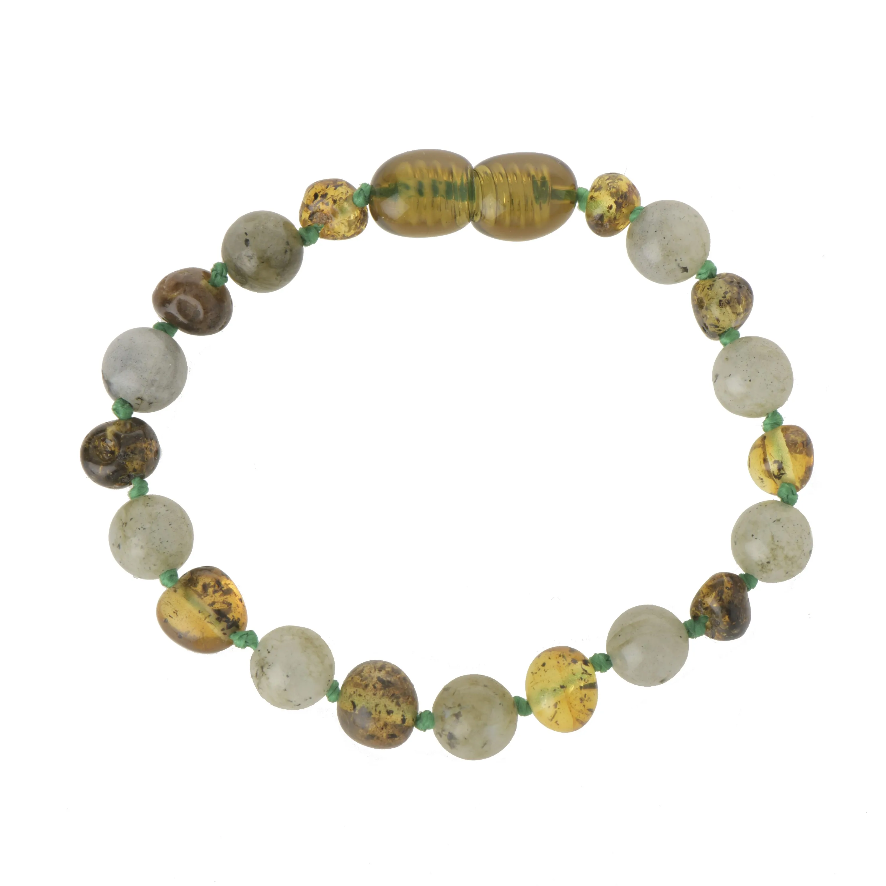 Polished Green Baroque Baltic Amber and Labradorite Bracelet , Adult Amber Bead Bracelets , Various Sizes Baltic Amber