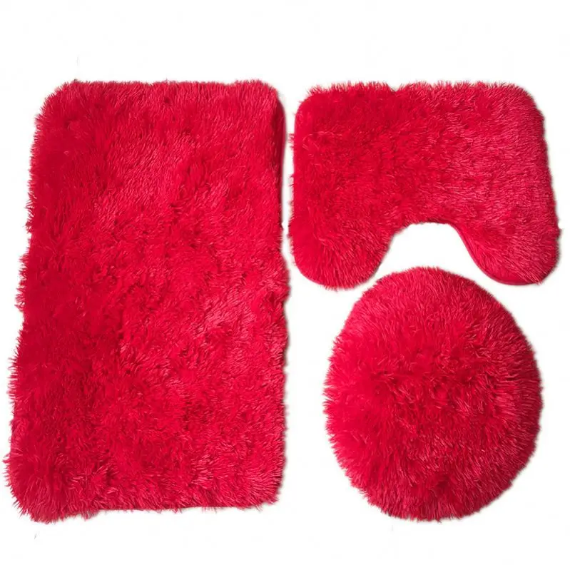 Factory Customized New Products Memory Foam Ready Stock Rugs Toilet Bath Mat 3Pcs Carpet Non-Slip Bathroom Rug Set