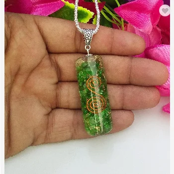 New Orgone Green Onxy WIth Copper Coil Pipe Pendant | Orgone Pendant For Sale | Wholesale Orgonite Crystal Pendant