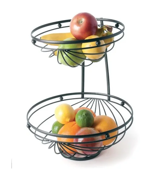 Hot Selling  Kitchen Storage Fruit And Vegetable Basket  Countertop Iron Mesh Metal Wire Banana Hanger Fruit Basket