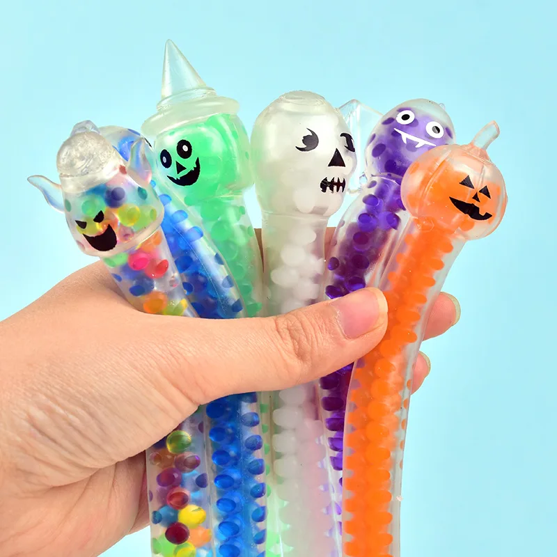 Jincan Halloween Knead Joy TPR Stress Relief Toy Noodles Beads Squishy Squeeze Toy for Kids Wholesale