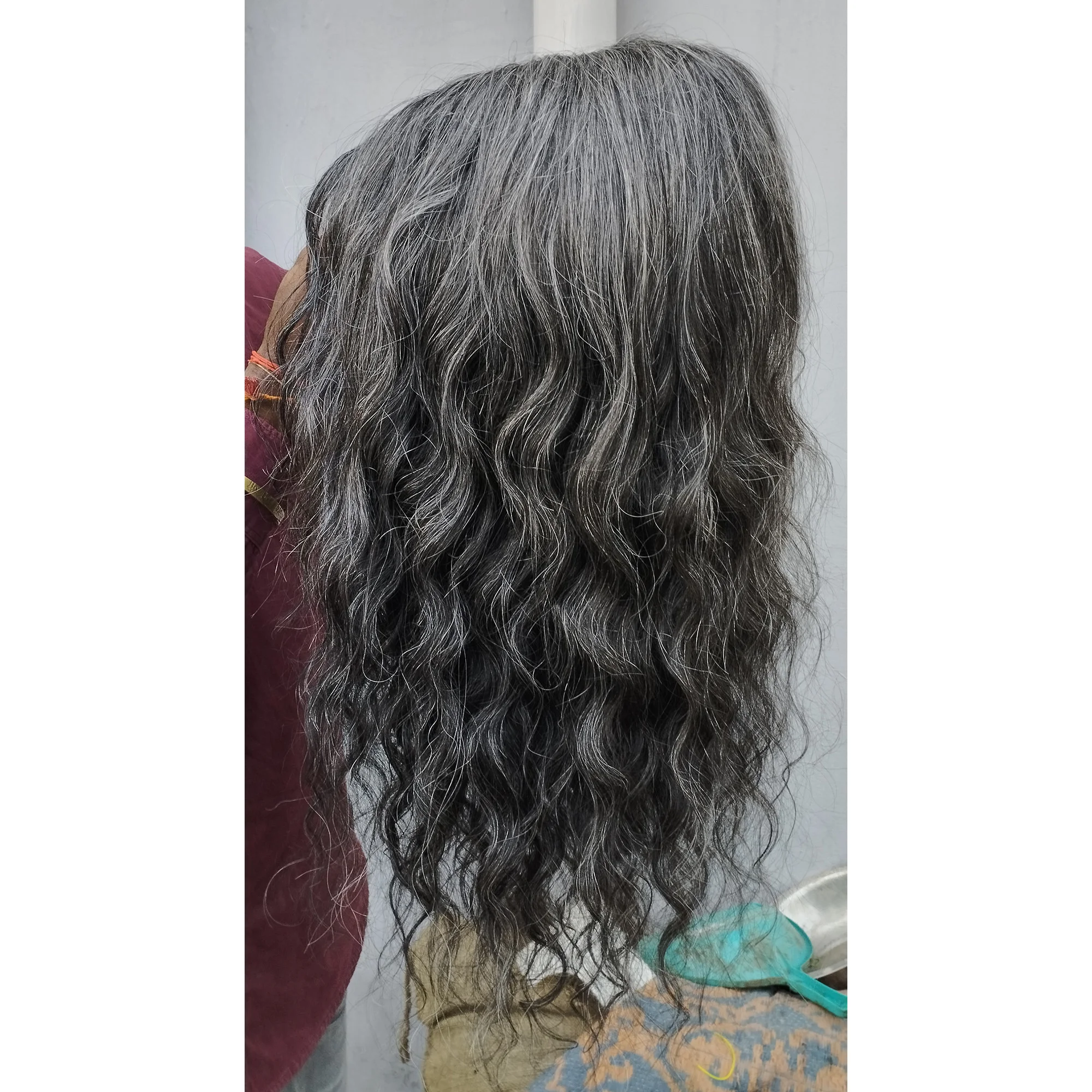 100% Raw Gray Hair Single Donor Frontal Full Lace Wigs Unprocessed High Density Long Gray Hair Wig Vendor wholesale price