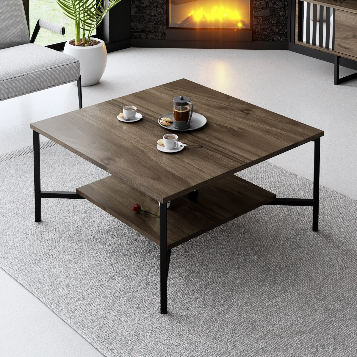 User-friendly Modern Line Coffee Table European Durable Quality Coffee Table With Metal Leg Long Lasting Home Furniture
