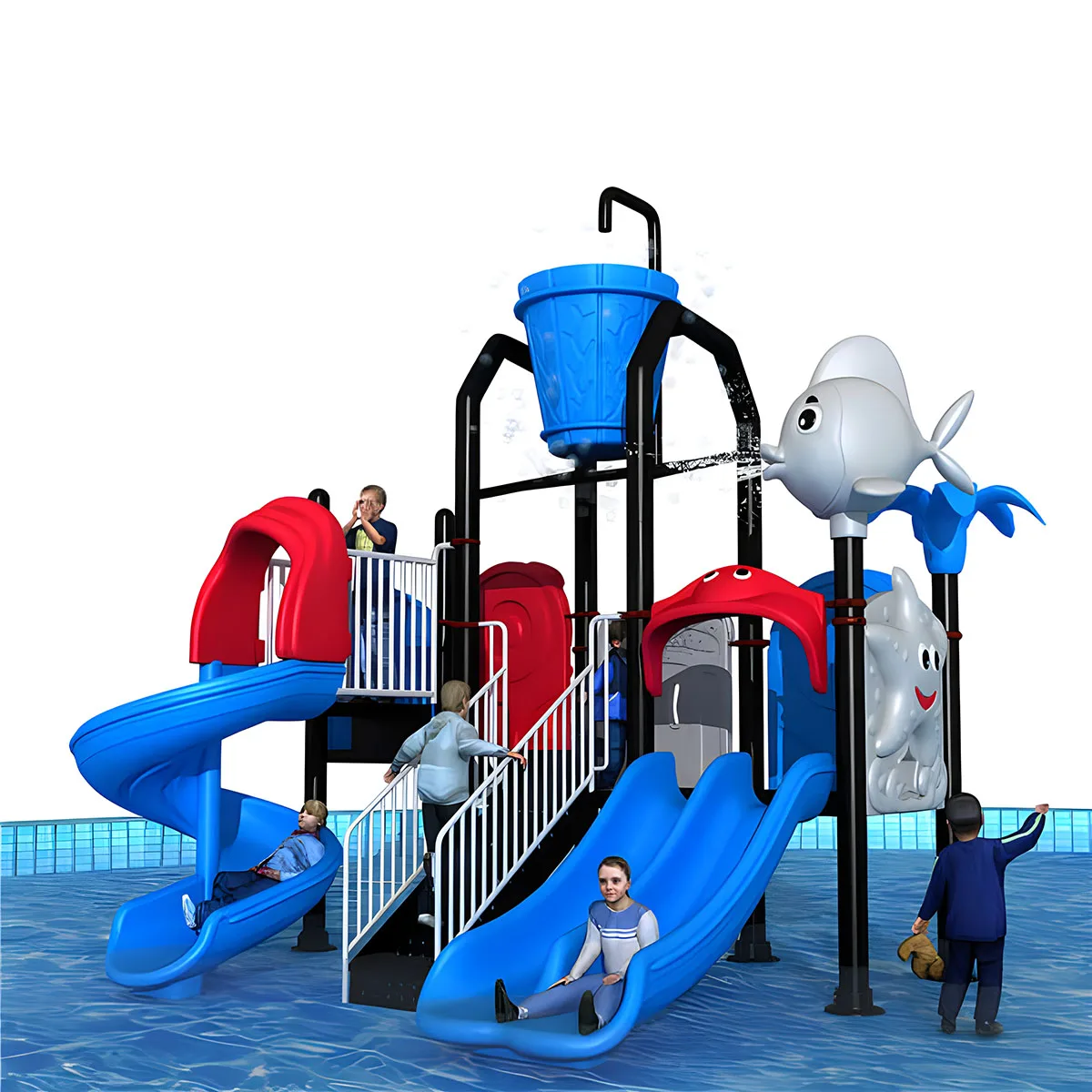 Children Park Aqua Play Water Park Children Playground Play Equipment Fiberglass Water Slide