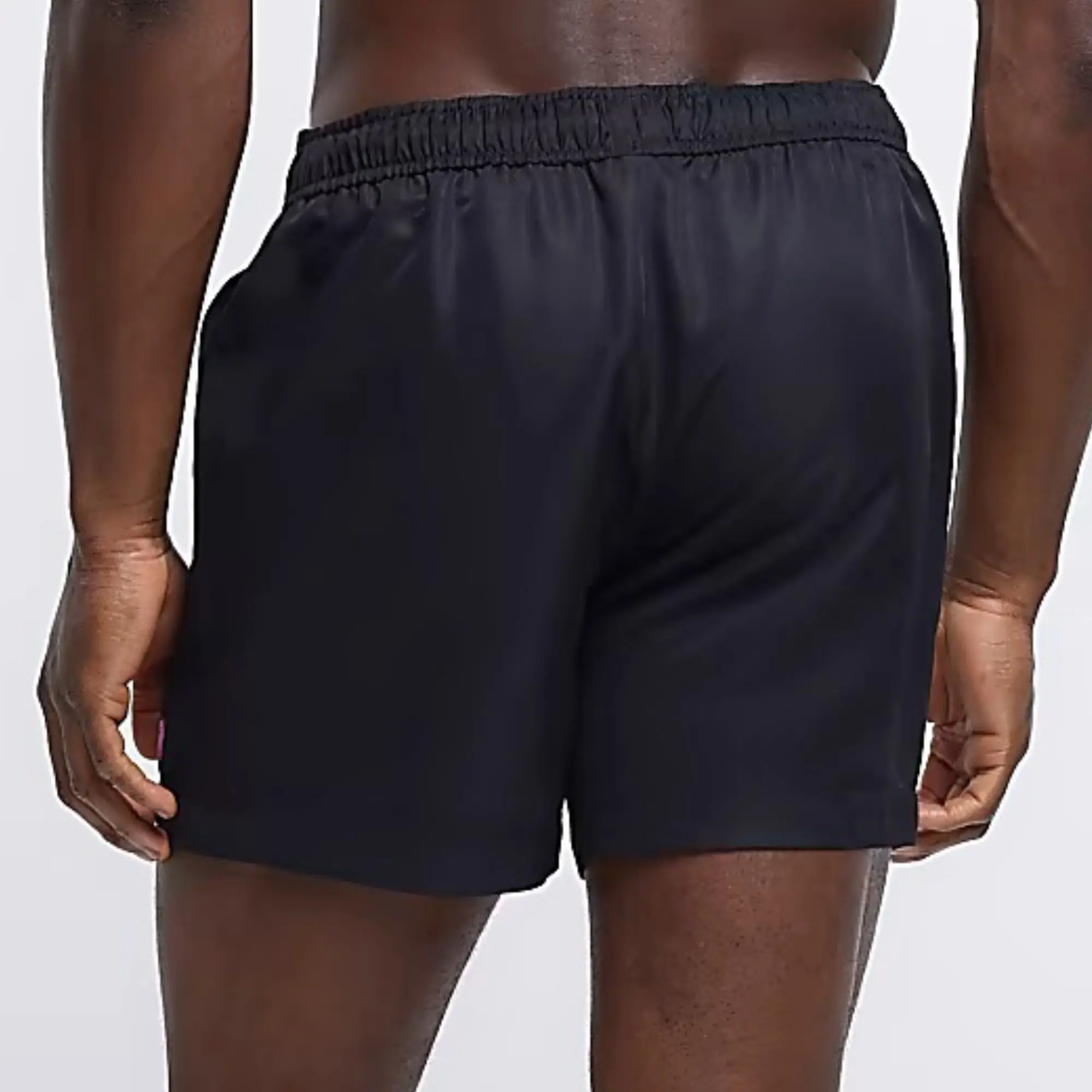 Regular Fit 100% Nylon Polyamide Side Slip Pockets Elasticated Waist Black Regular Fit Iridescent Swim Shorts