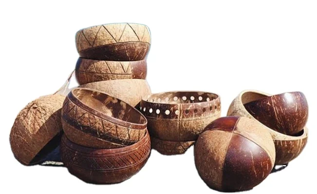 Premium Quality Lacquer Coconut Bowl  Hand Painted Customized Logo Accept Coconut Shell Bowl Factory Direct Wholesale Bowls