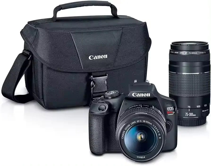 Новый Rebel T7 DSLR камера с 2 объективами комплект EF18-55mm + EF 75-300 мм объектив черный