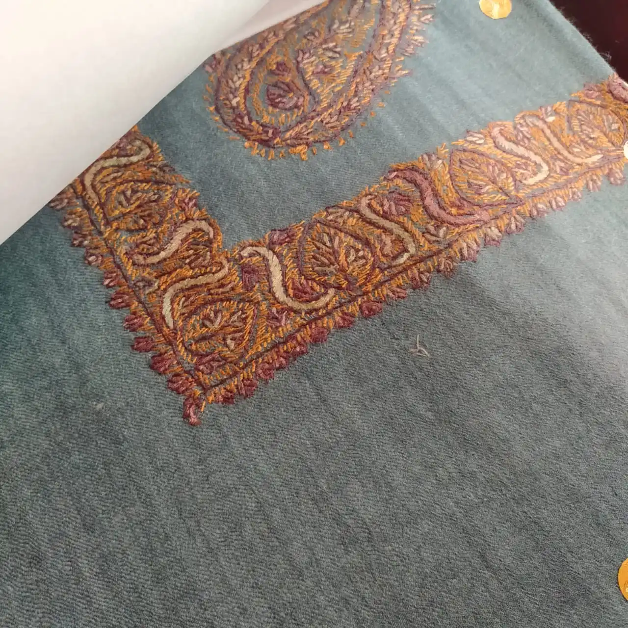 high quality turma AI mussar head scarf embroidery omani Pashmina kashmiri rumal pure wool hand