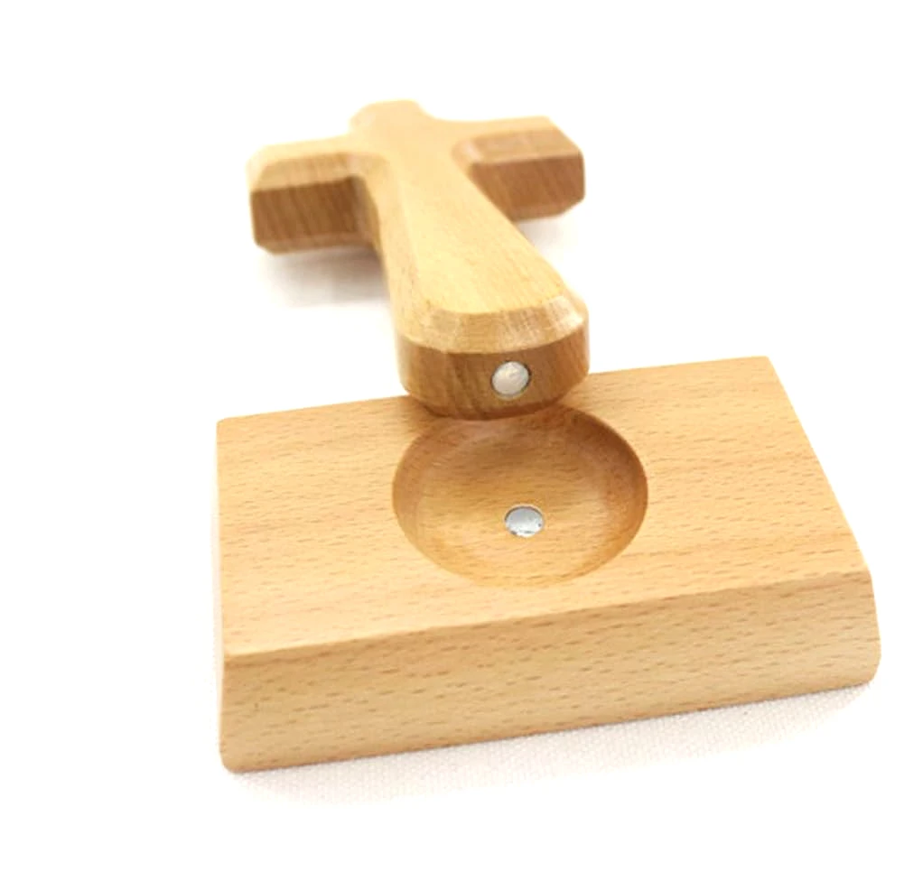 Wood Crafts Customize Wooden Magnetic Wall Cross Wooden Cross for Church Home Wedding Meditation Holding Cross with Base Stand