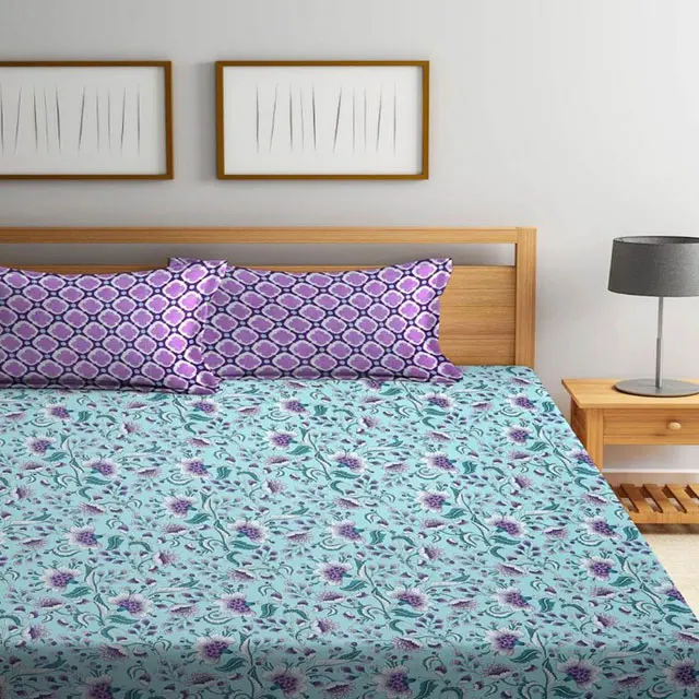 Wholesale Best Price Indian Sanganeri Dabu Print Super Soft 100% Cotton Bedsheet Bedroom Luxury 3 Pcs Bedding