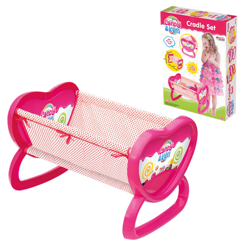 Candy And Ken Cradle Crib Educational Pretend Baby Bed Play set for Kids Doll Furniture Children Kids Baby Bedding Play Game Toy
