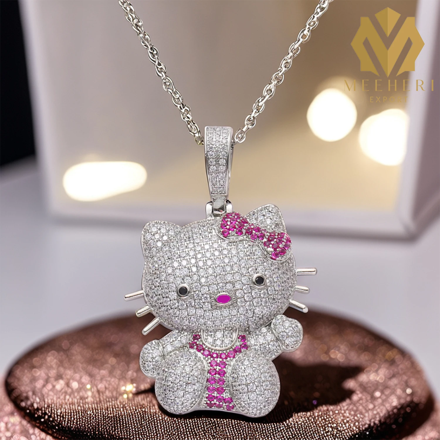 Custom High Quality Premium Moissanite Pendant VVS Necklace & Charm Fashionable Accessory with Cartoon Avatar Plated Craft