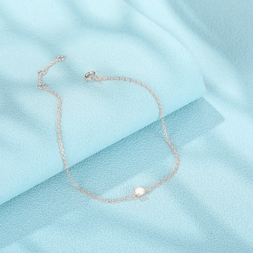 CANNER Simple S925 Sterling Silver Single Marquise Green Zircon Opal Stone Adjustable Bracelet For Women Jewelry 18K Gold