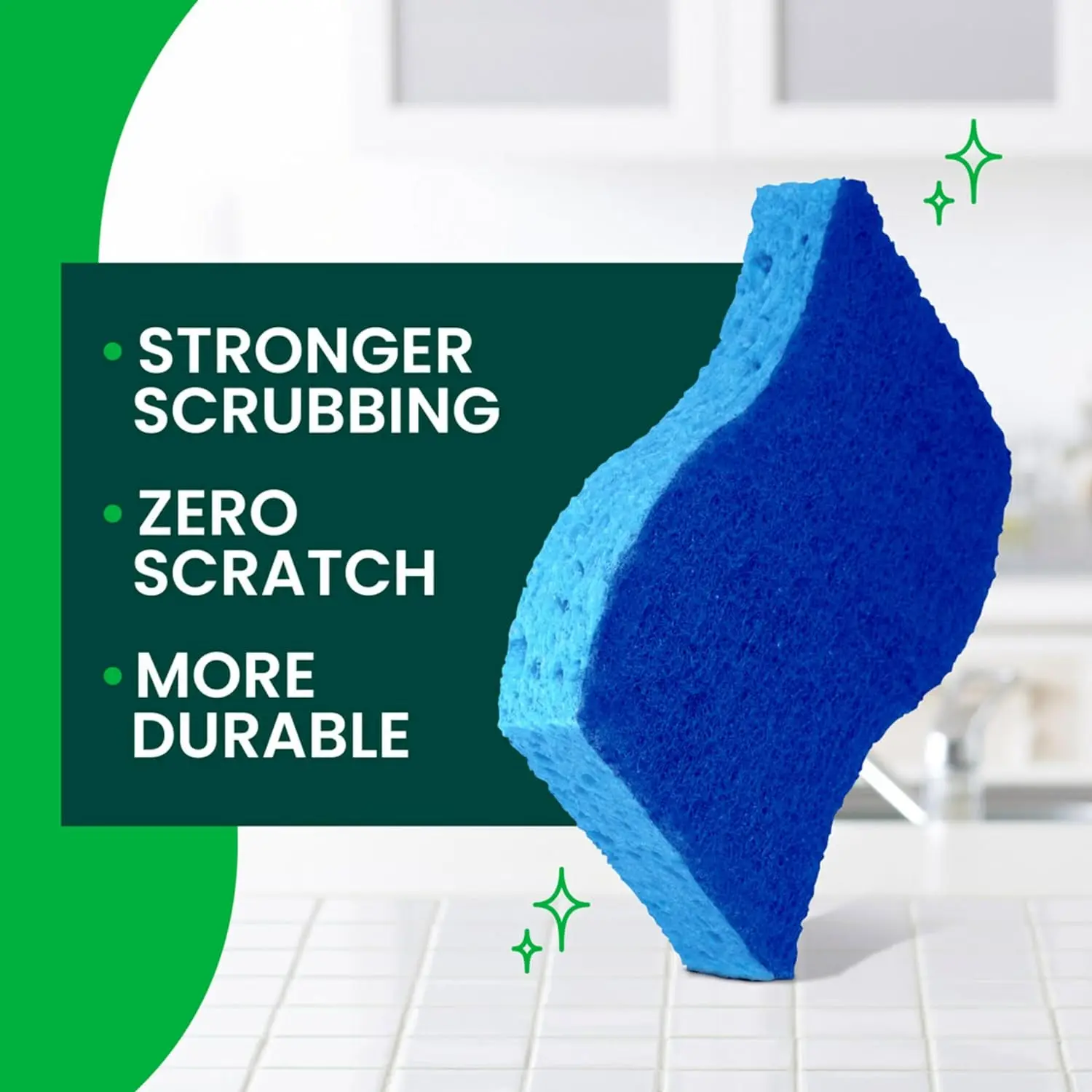 Zero Scratch Scrub Sponges, 6 Kitchen Sponges for Washing Dishes and Cleaning the Kitchen and Bath,