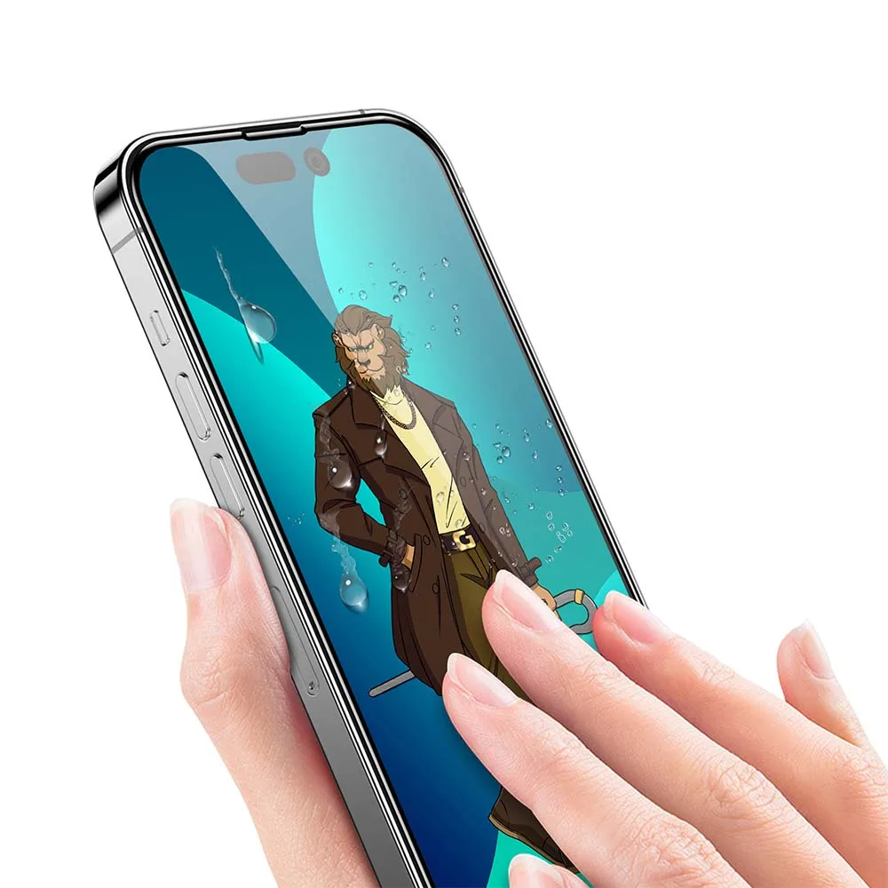 14 PRO Trending NEW Green Lion 3D Curved Tempered Glass for 14 PRO mobile clear cover for 14 PRO Crystal Clear anti Broken