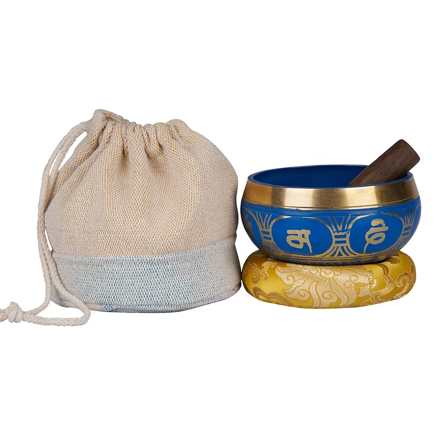 Buddha Yoga sound healing bowl handmade in Nepal 3.2 - 5.8 inches with custom packaging and Cushion set sound meditation Bowl