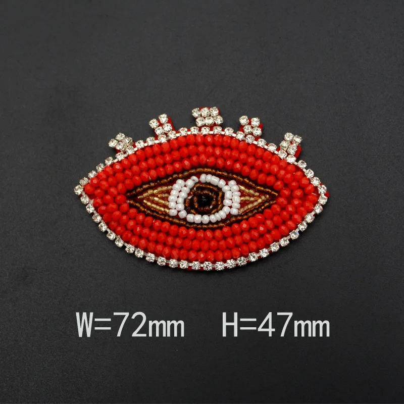 Anwen Custom Handmade Beaded Crystal Eyes Jermaine Cloth Patch Clothing Accessories DIY Clothes Bag Decoration Patches for Hats