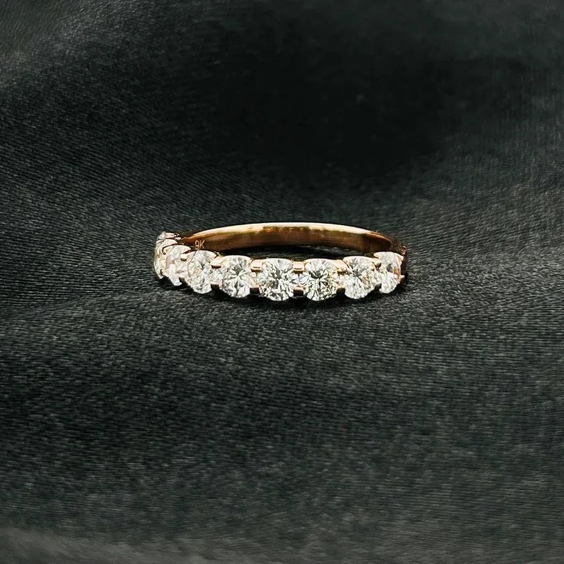 18k Rose Gold Lab Grown diamond ring 3mm Round  Half band jewelry Lab Grown Diamond Jewelry