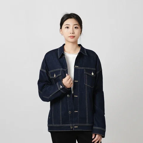 wholesale women fashion wear breathable women denim jeans embroidery jacket in side fur crew neck customized printing logo