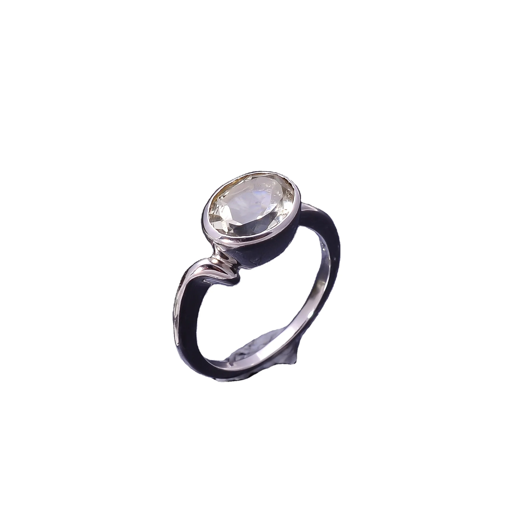92.5 Sterling Silver Beautiful 3.1 Gram Ring Natural Green Amethyst Faceted Oval Shape Gemstone Jewelry Finger Band