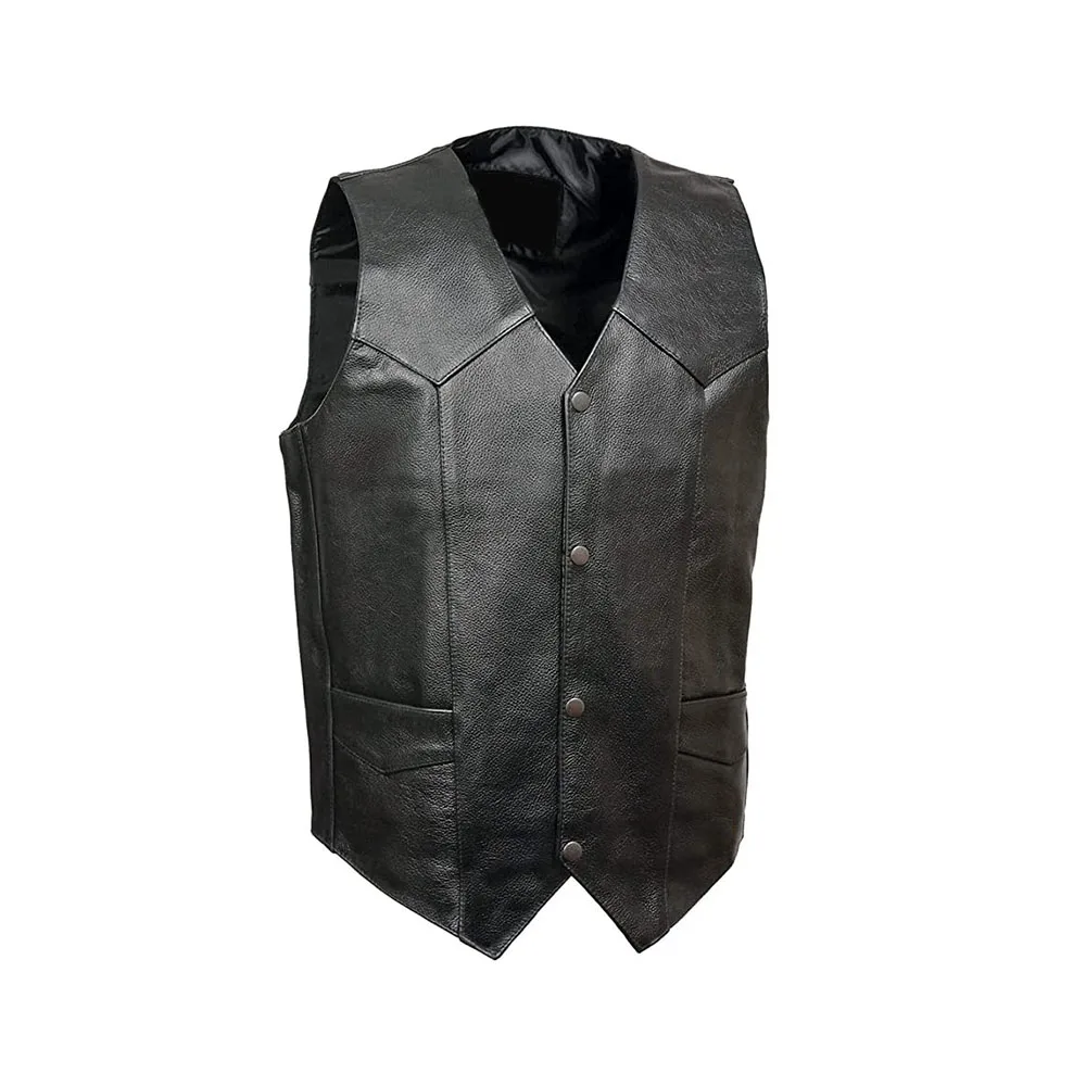 Men Classical Vintage Motorbike Sleeveless Leather Cowboy Hip Hop Classical Fashion Leather Vest for men