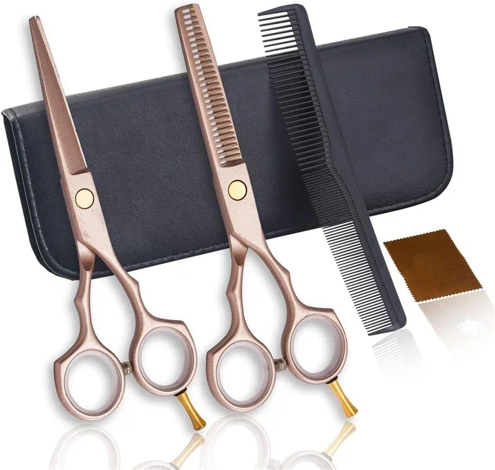 Professional 440C Stainless Steel Hair Thinning Scissors Free Sample Sharp Curved Straight Blades Hot Sale Barbers Beauty Tools