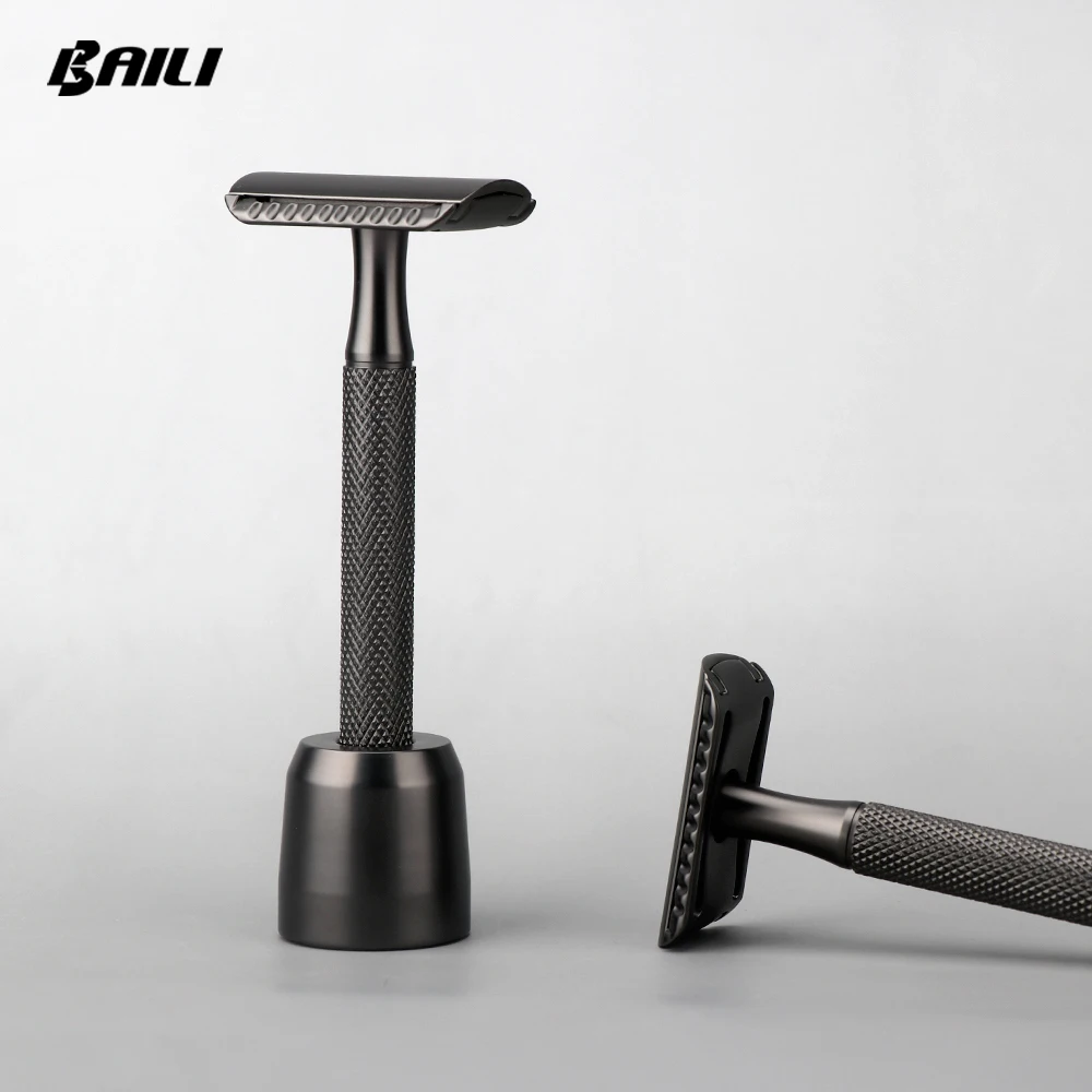 Mens Straight Blades Safety Razor Zinc Alloy Stainless Steel Double Edge Shaving Razor