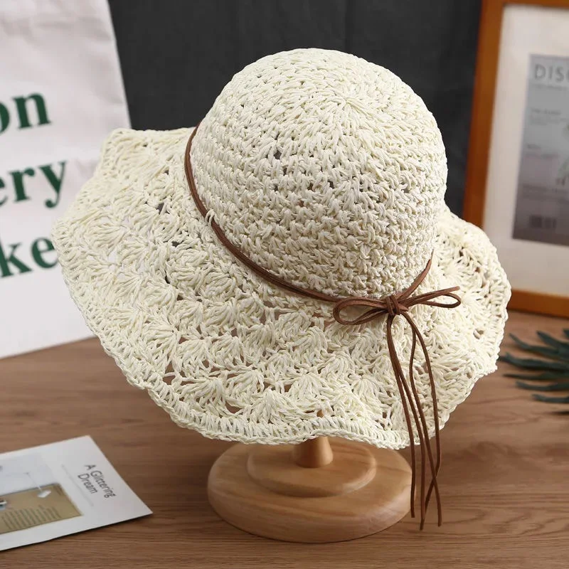 Wholesale Summer Raffia Paper Beach Hats Foldable Fedora Floppy Panama Straw Hat Plain Printed Patterns Travel Sports Casual Use