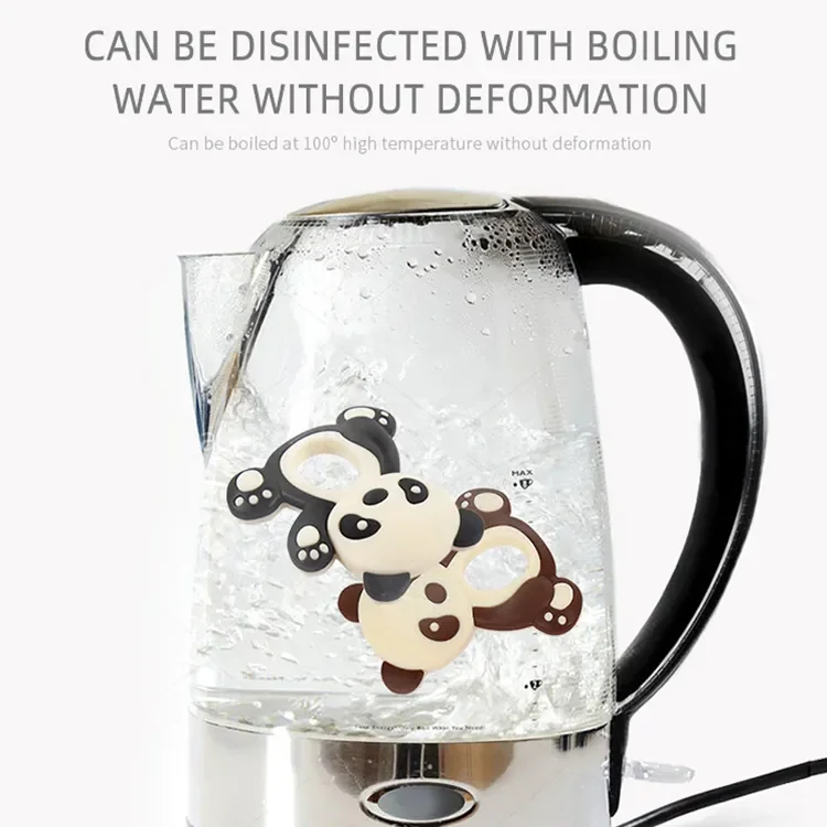 2023 Wholesale Food Grade Children Kid Chew Toy Teether Sensory Bear Panda Animal Bpa Free Silicone Baby Teethers Toy For Babies