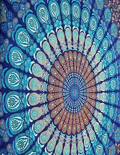 Professional Factory Blue Color Print Wall Hanging Macrame Tapestry Available at Wholesale Price from India Tapestries