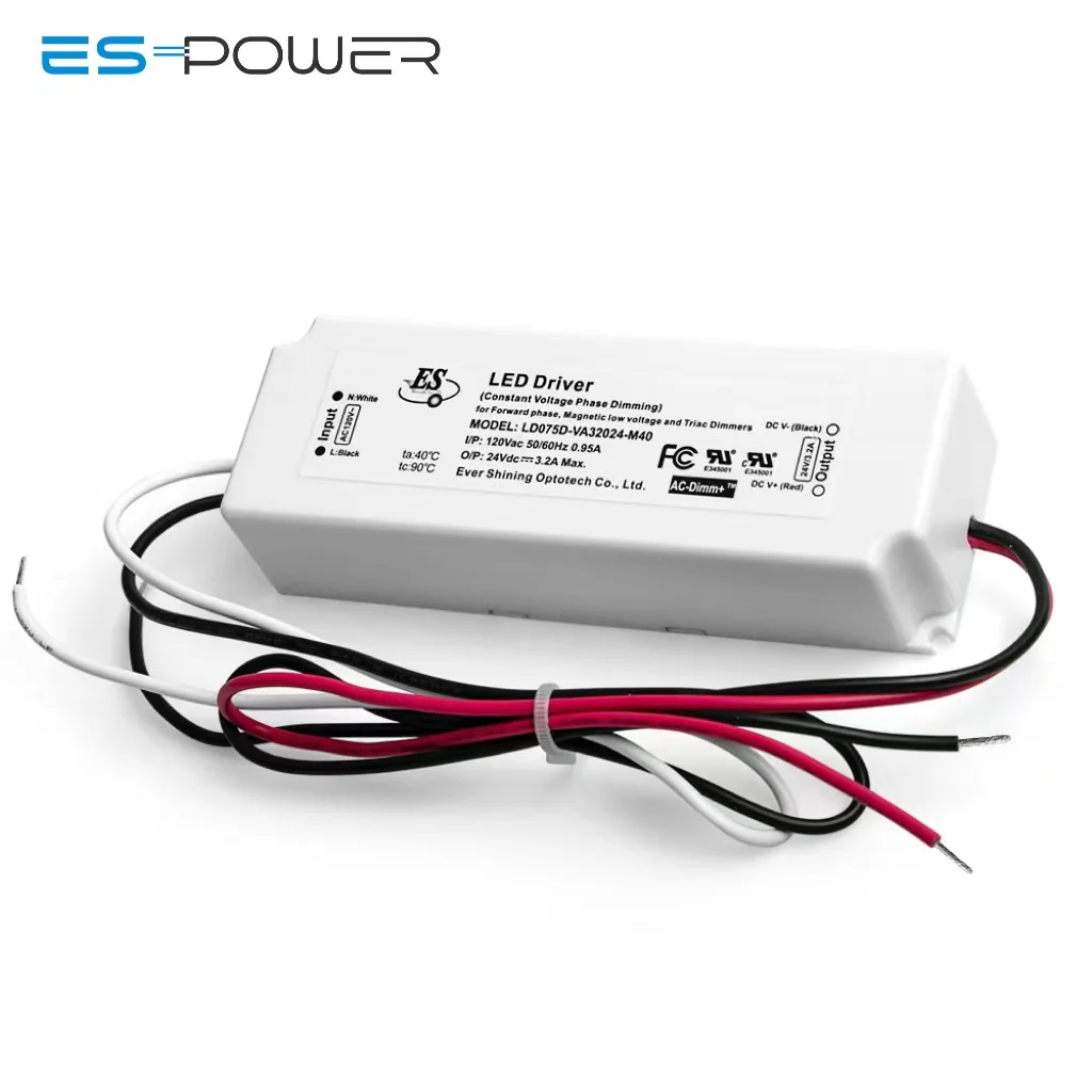 Es 3.2a 24vdc 75w 83% Efficiency Single Output Phase Triac Dimming Constant Voltage Led Driver