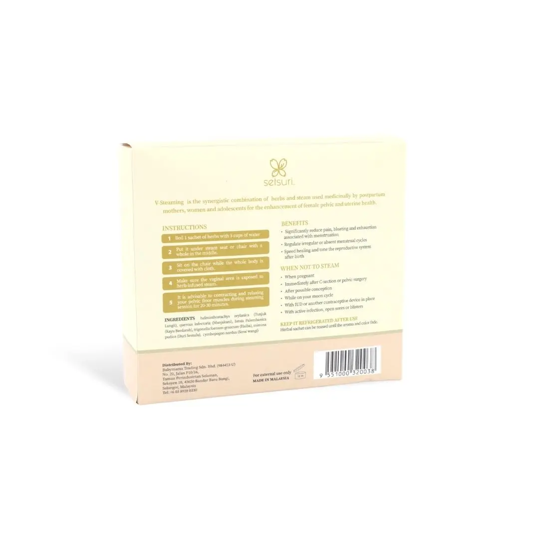 Best selling shelf nature ingredients for mother usage feminine hygiene products Setsuri V Steam Herbal Blend from Malaysia