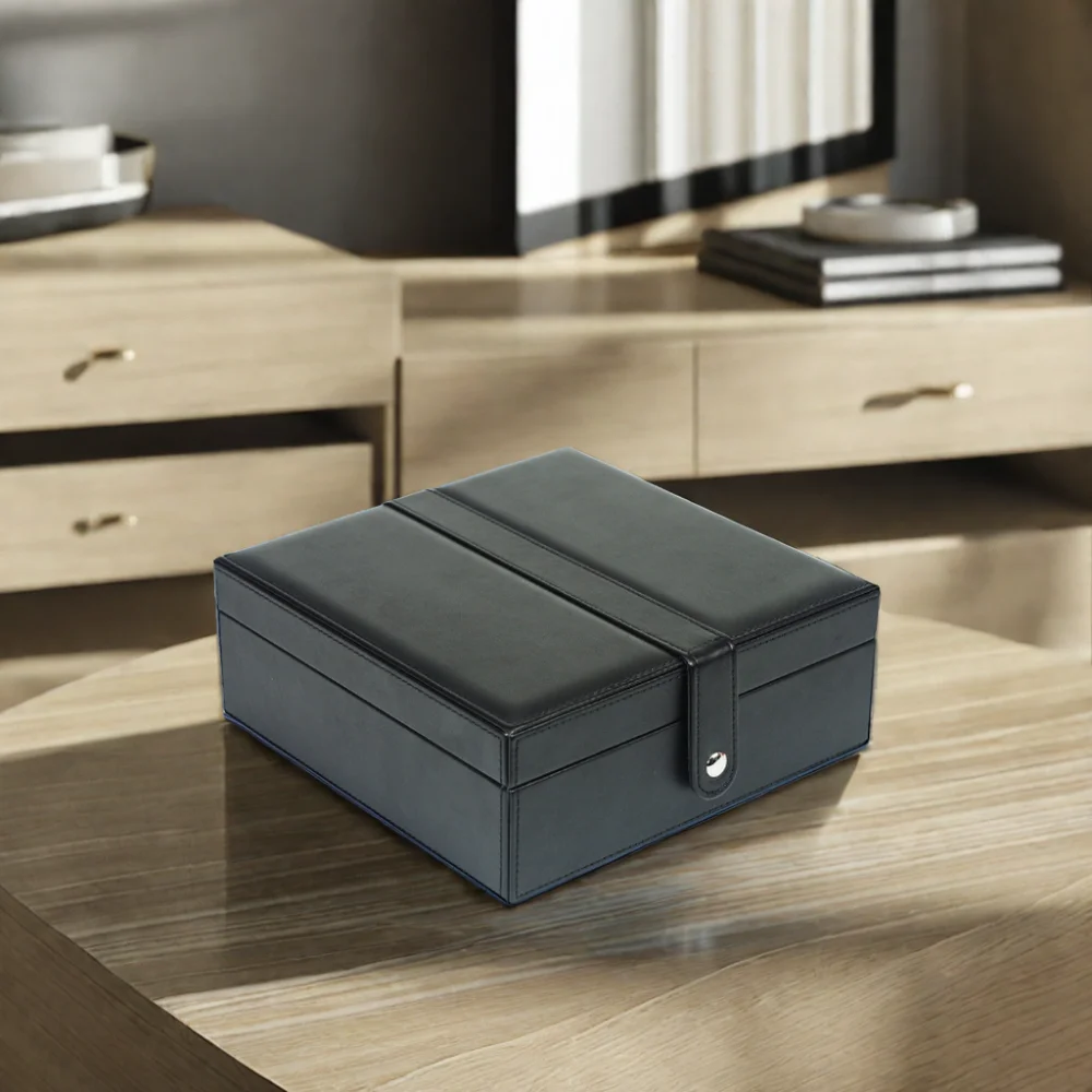 Sonny Fashion Custom Logo Small Travel Jewelry Organizer Case with Mirror Simple Style Leather Storage Box for Rings Earrings