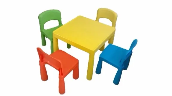 Children Item Table And 4 Chair Set Plastic Colorful School Type  Kids Play Table for Sale