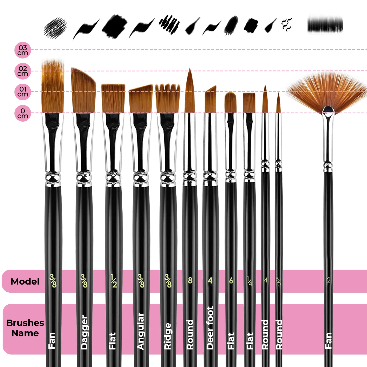 Bluebird 12 Pcs Set Professional Artist Paint Premium Brush Set for Acrylic Paintings for Water Oil Premium Brushes for Canvas