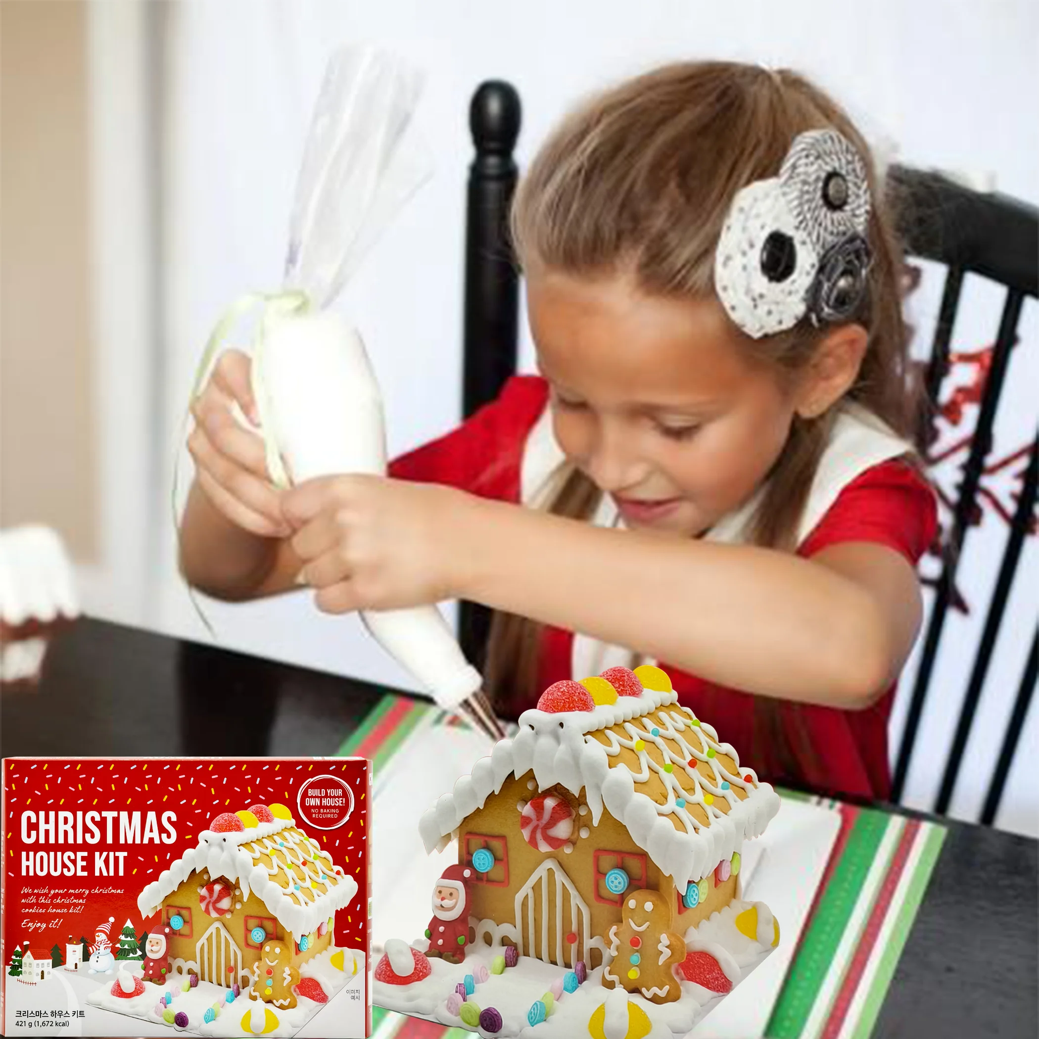 Hot Sale Custom Gingerbread House Biscuit Cookies OEM/ODM 421g for Home Baking at Christmas