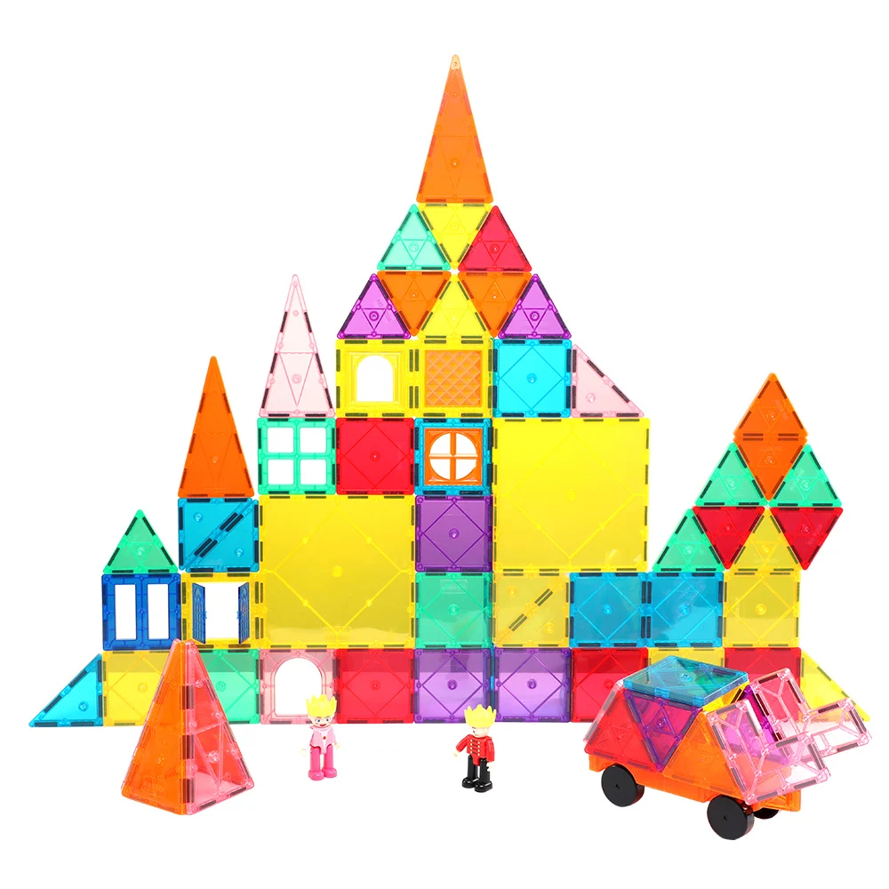 Hot Sale New Design Magnetic Colorful Montessori Blocks ABS Plastic Construction Block Toys Magnetic Building Tiles For Kids