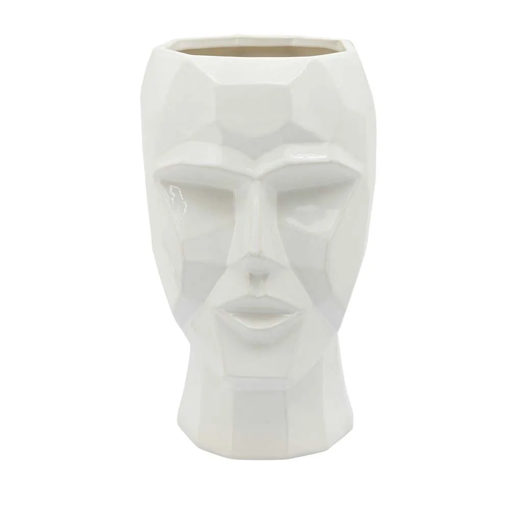 Sagebrook Home Ceramic Face Vase White 12 inch Premium Quality Wholesale Supplier