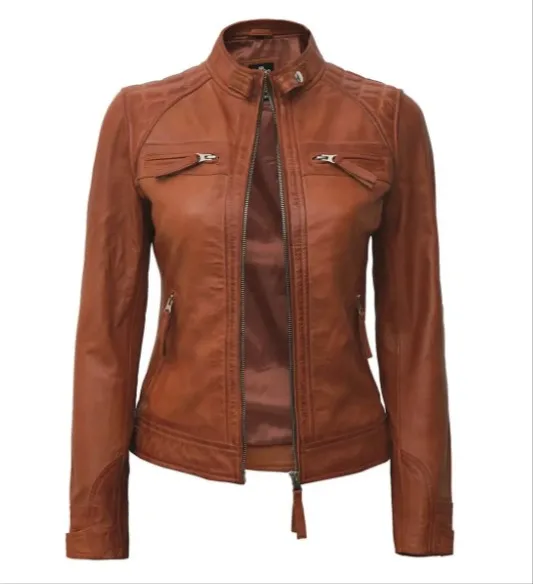 women leather jackets for ladies fashion new arrival customized genuine sheepskin leather pu leather jackets OEM services
