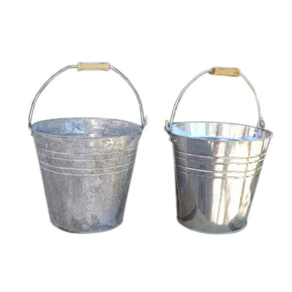 Hot Selling Heavy Metal Round Natural Galvanized Planter Pail Bucket for Wedding Decoration Centerpiece for Camping