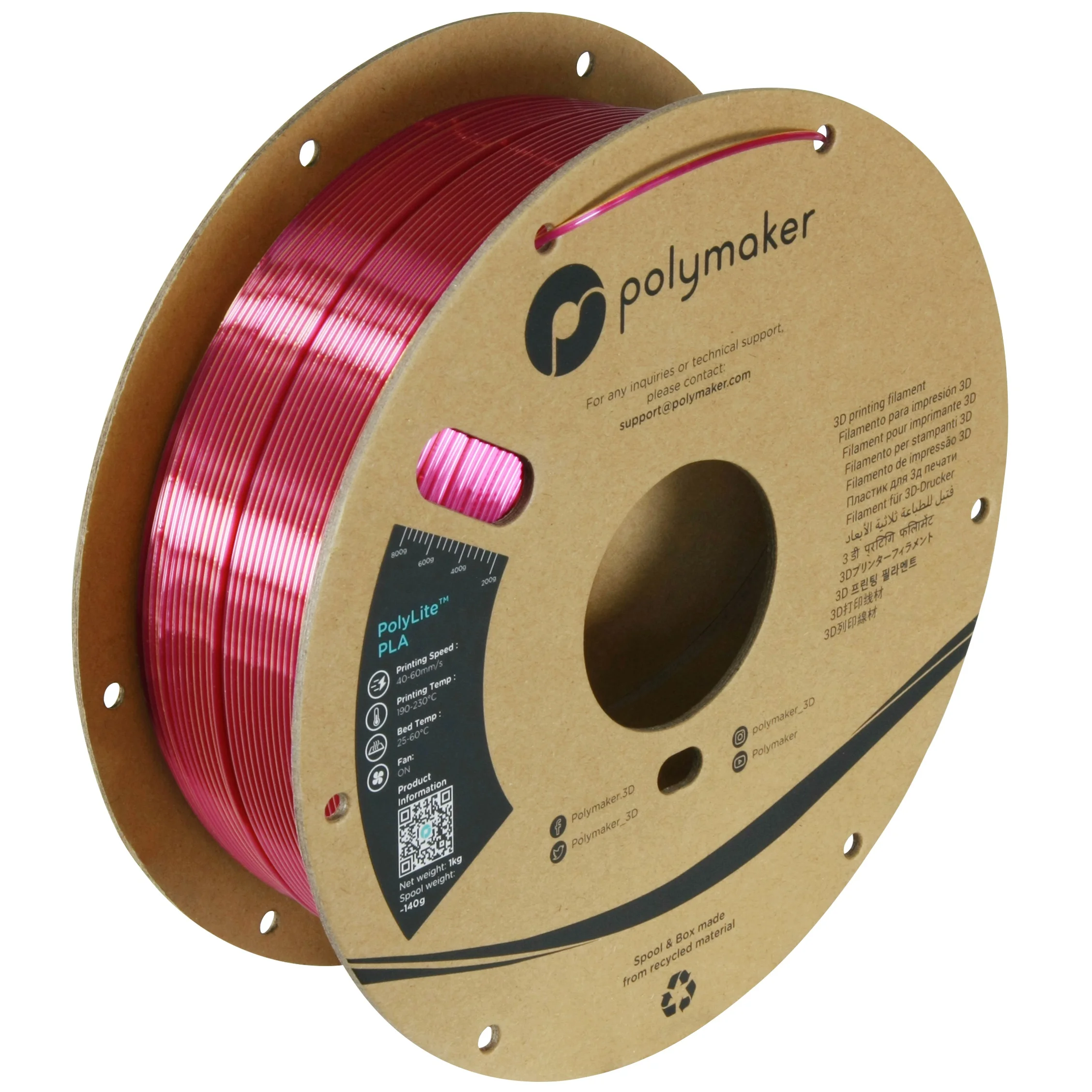 Factory Price Custom 1kg / 1.75mm Polymaker PolyLite PLA Silk Dual Colors Silk Shiny 3D Printer PLA Filament