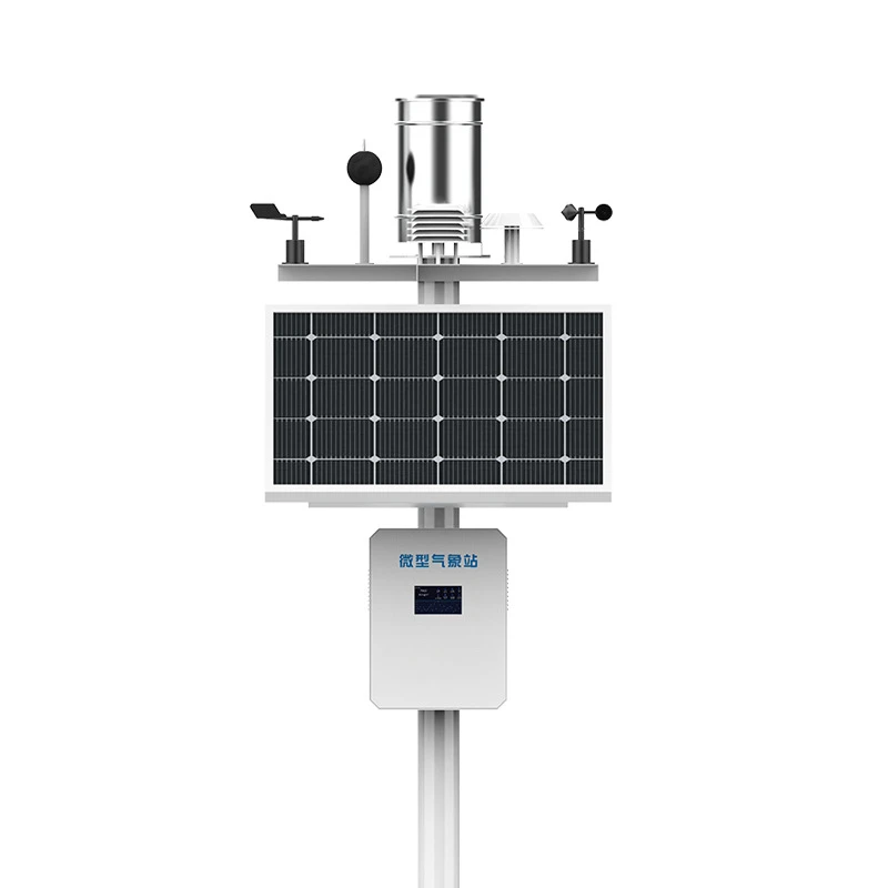 Micro weather station wind speed soil temperature and humidity outdoor environment monitoring park building solar rain and snow
